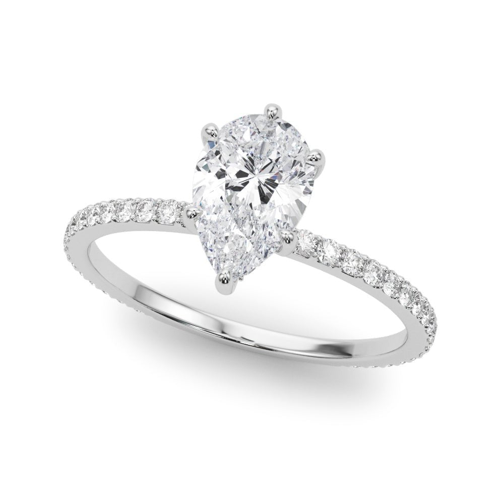 Hidden Halo Pear Center Single Row Ring Setting - Diamonds By Rothschild