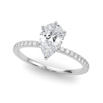 Hidden Halo Pear Center Single Row Ring Setting - Diamonds By Rothschild