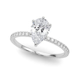 Hidden Halo Pear Center Single Row Ring Setting - Diamonds By Rothschild