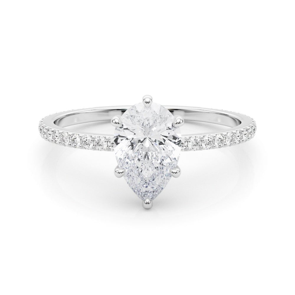 Hidden Halo Pear Center Single Row Ring Setting - Diamonds By Rothschild
