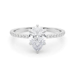 Hidden Halo Pear Center Single Row Ring Setting - Diamonds By Rothschild