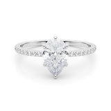 Hidden Halo Pear Center Single Row Ring Setting - Diamonds By Rothschild