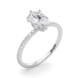 Hidden Halo Pear Center Single Row Ring Setting - Diamonds By Rothschild
