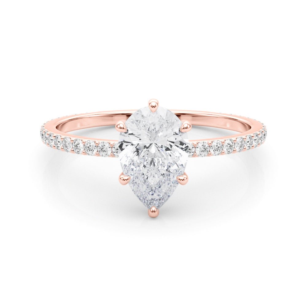 Hidden Halo Pear Center Single Row Ring Setting - Diamonds By Rothschild