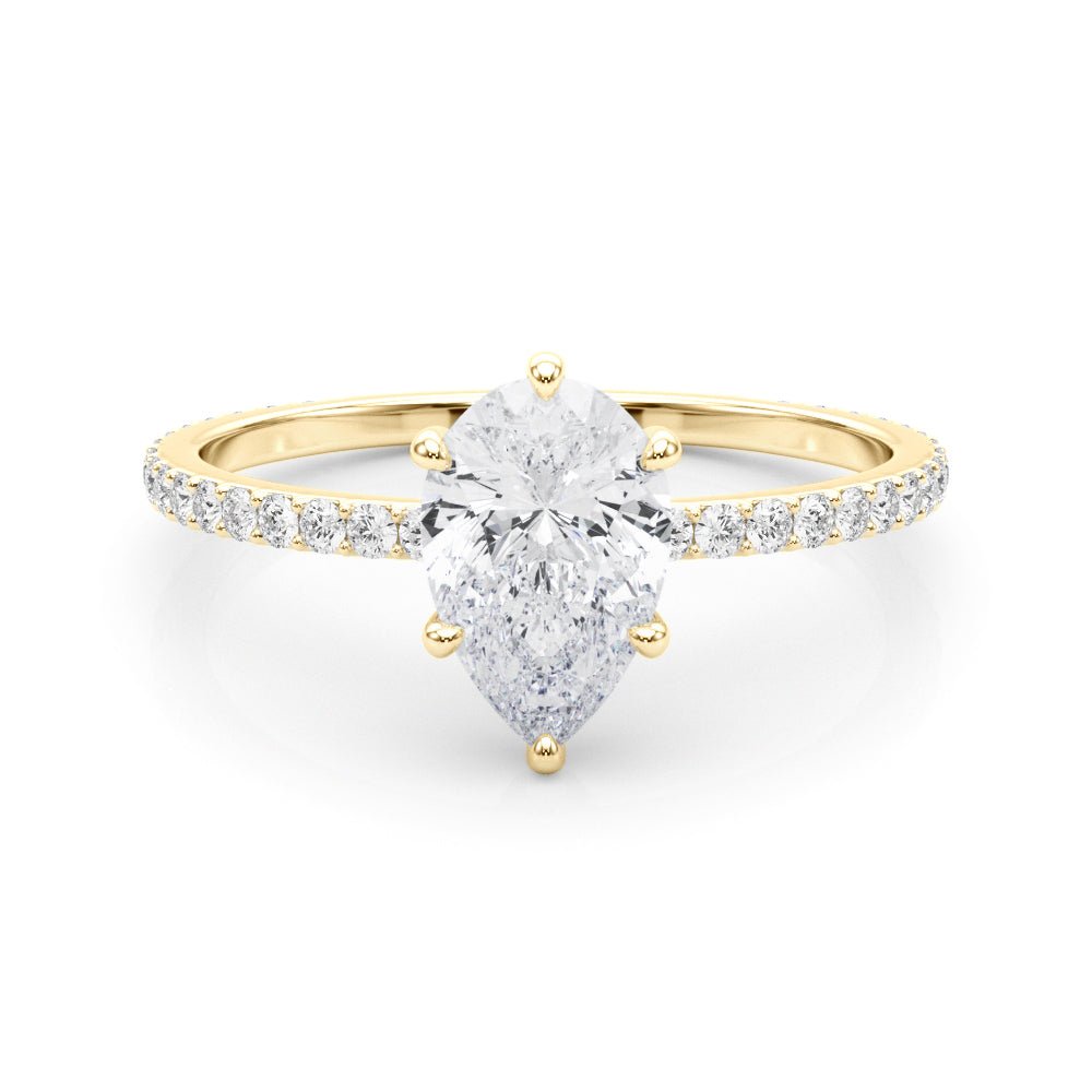 Hidden Halo Pear Center Single Row Ring Setting - Diamonds By Rothschild