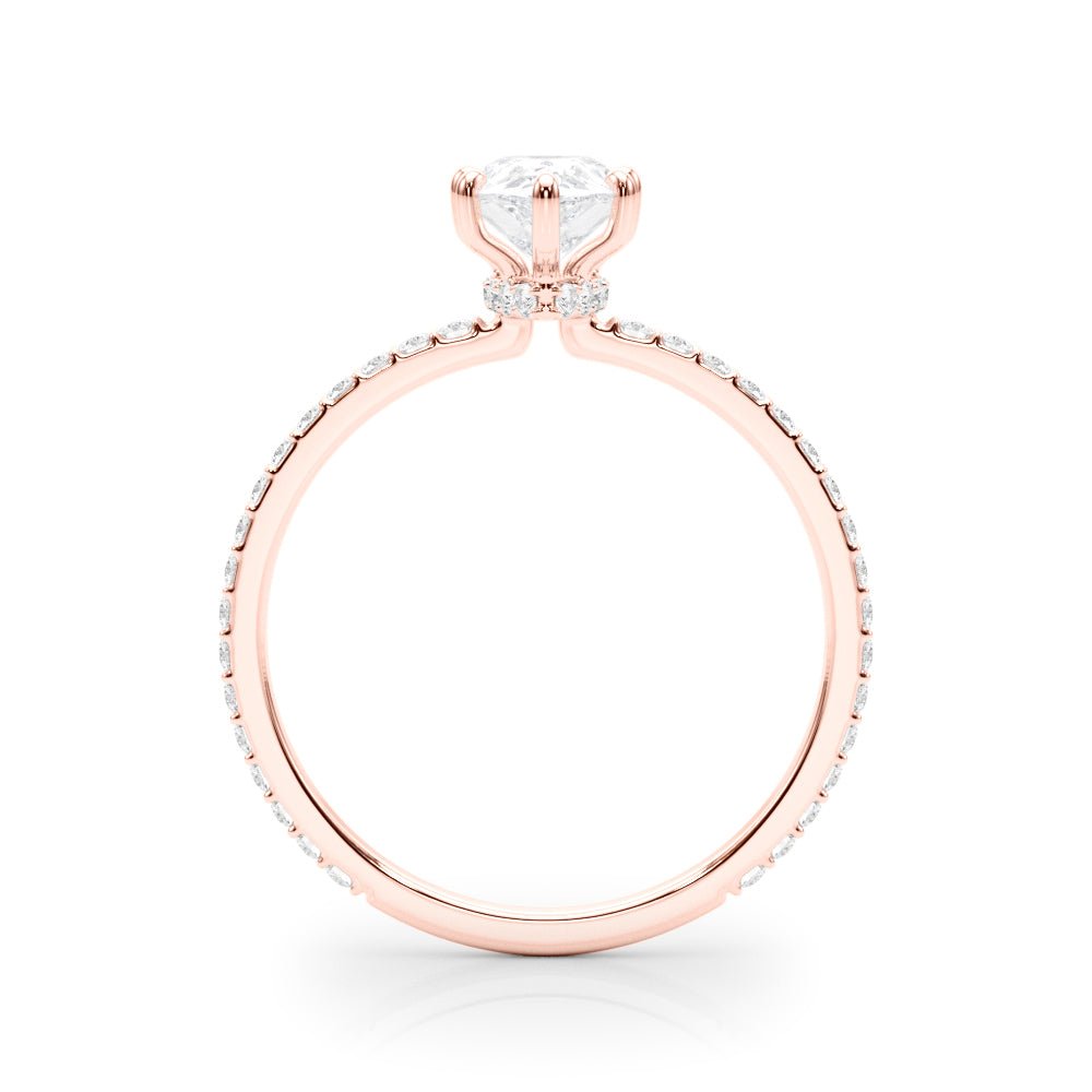 Hidden Halo Pear Center Single Row Ring Setting - Diamonds By Rothschild