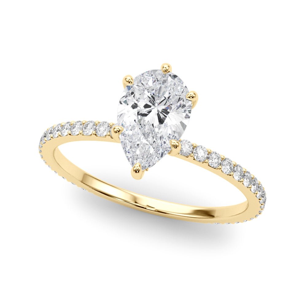 Hidden Halo Pear Center Single Row Ring Setting - Diamonds By Rothschild