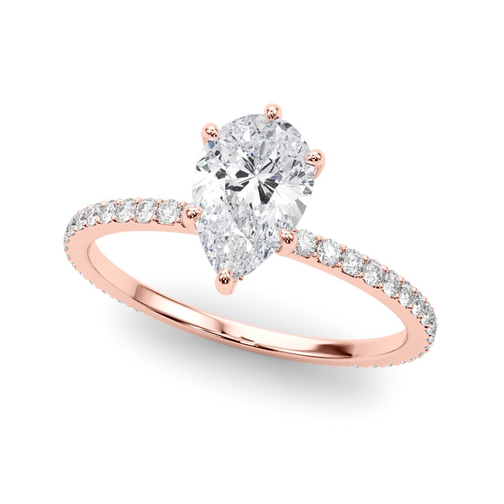 Hidden Halo Pear Center Single Row Ring Setting - Diamonds By Rothschild