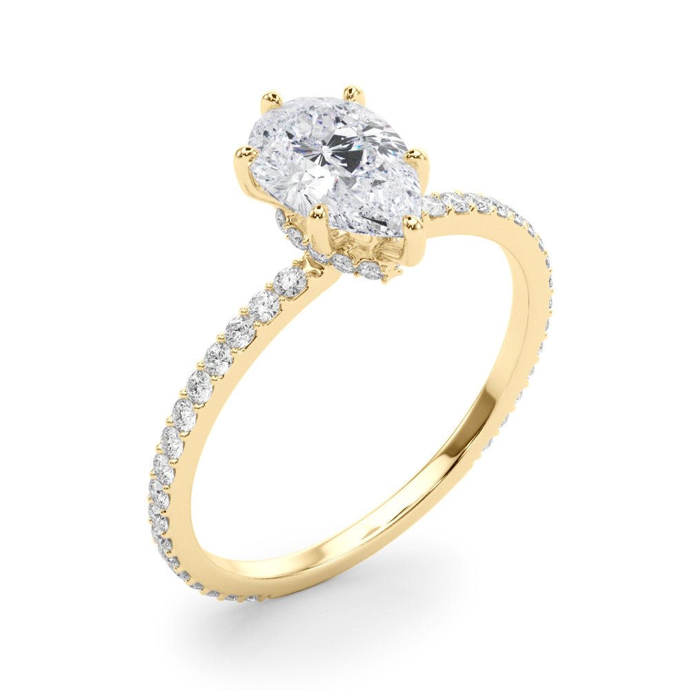 Hidden Halo Pear Center Single Row Ring Setting - Diamonds By Rothschild
