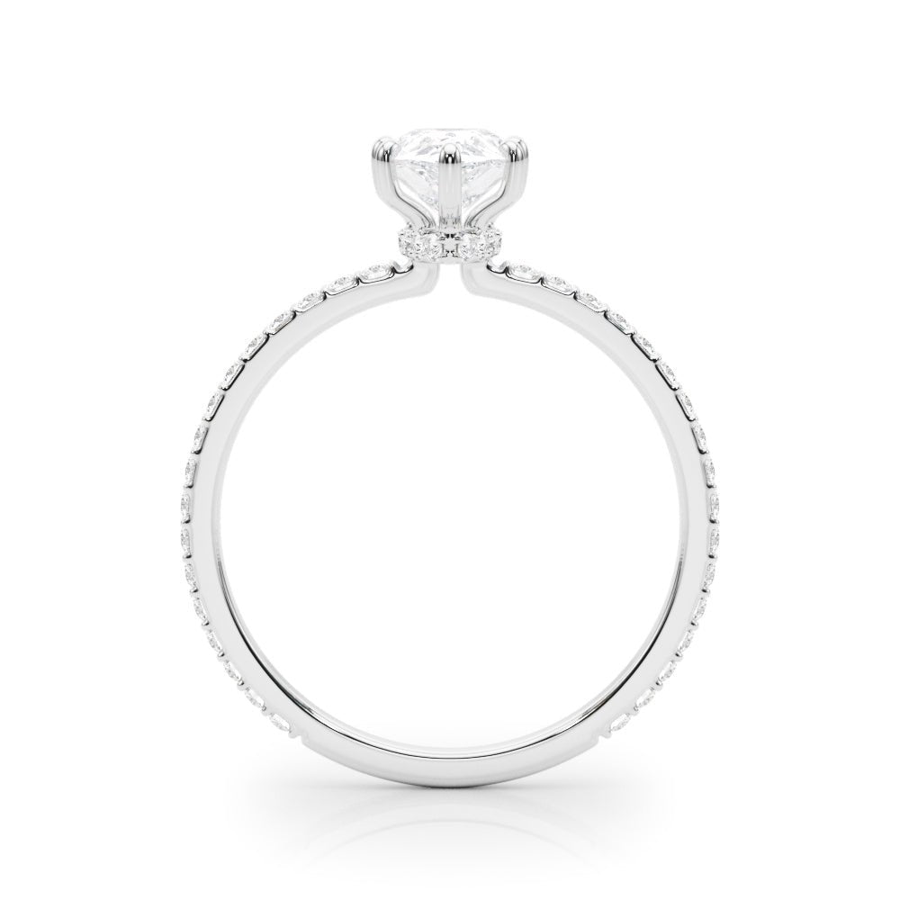 Hidden Halo Pear Center Single Row Ring Setting - Diamonds By Rothschild
