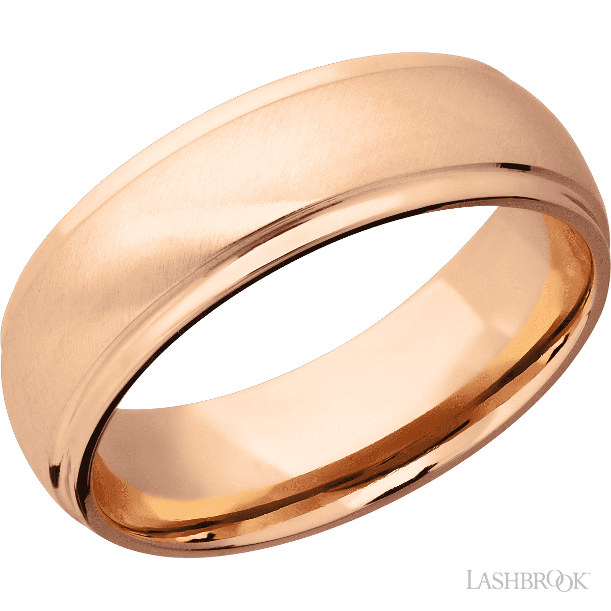Lashbrook 14K Rose Gold Male Band with Anglesatin, Polish Finish - Diamonds By Rothschild