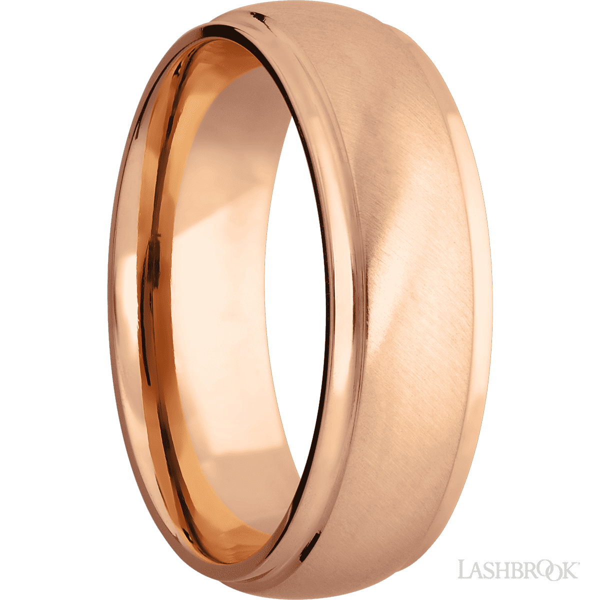 Lashbrook 14K Rose Gold Male Band with Anglesatin, Polish Finish - Diamonds By Rothschild