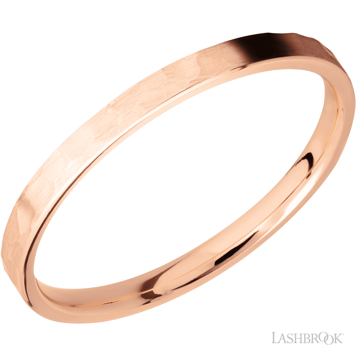 Lashbrook 14K Rose Gold Male Wedding Band with Hammer Finish - Diamonds By Rothschild