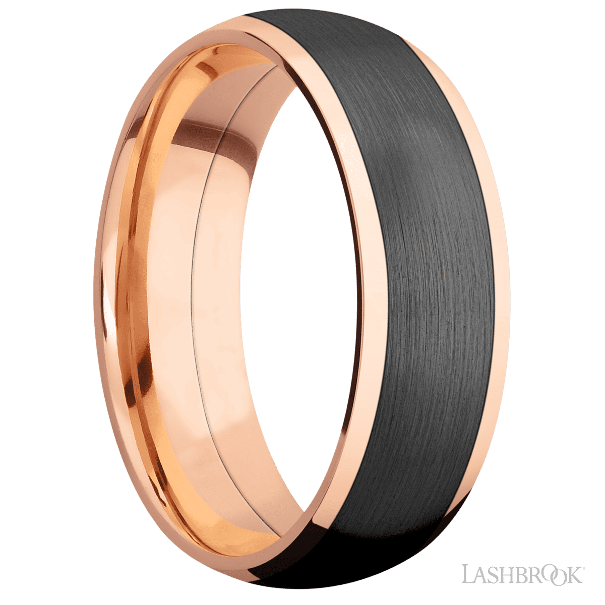 Lashbrook 14K Rose Gold Male Wedding Band With Zirconium Inlay - Diamonds By Rothschild