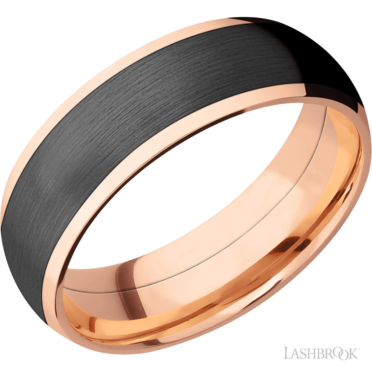 Lashbrook 14K Rose Gold Male Wedding Band With Zirconium Inlay - Diamonds By Rothschild