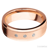 Lashbrook 14K Rose Gold Male Wedding Ring with 3 Round Diamonds - Diamonds By Rothschild