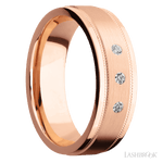 Lashbrook 14K Rose Gold Male Wedding Ring with 3 Round Diamonds - Diamonds By Rothschild