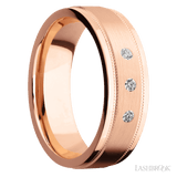 Lashbrook 14K Rose Gold Male Wedding Ring with 3 Round Diamonds - Diamonds By Rothschild