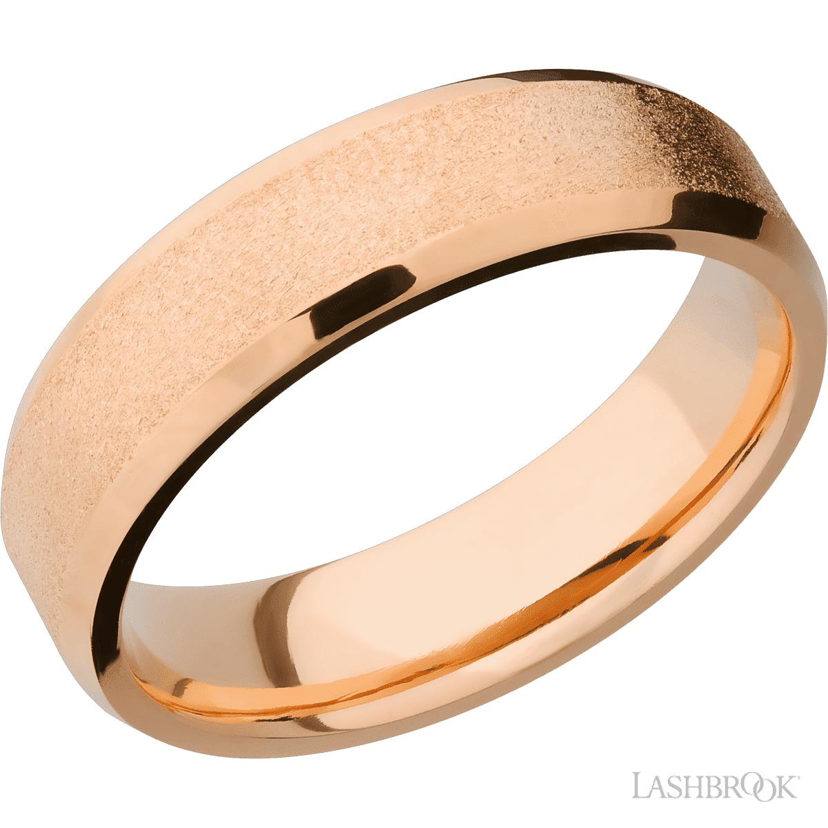 Lashbrook 14K Rose Gold Men's Marriage Band with Stone, Polish Finish - Diamonds By Rothschild