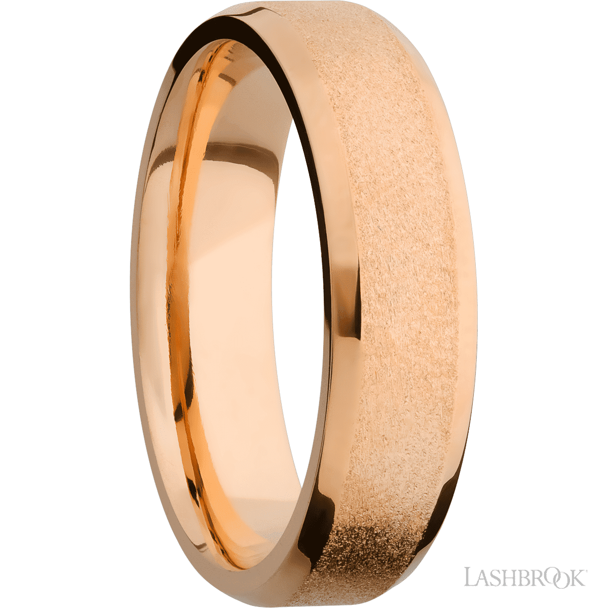 Lashbrook 14K Rose Gold Men's Marriage Band with Stone, Polish Finish - Diamonds By Rothschild