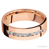 Lashbrook 14K Rose Gold Men's Marriage Ring With Beaded Diamonds - Diamonds By Rothschild