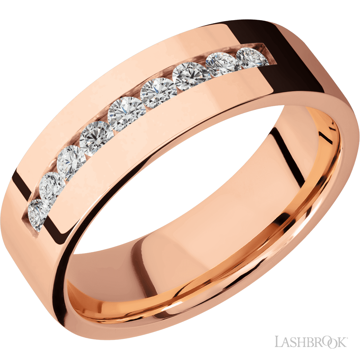Lashbrook 14K Rose Gold Men's Marriage Ring With Beaded Diamonds - Diamonds By Rothschild