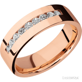 Lashbrook 14K Rose Gold Men's Marriage Ring With Beaded Diamonds - Diamonds By Rothschild