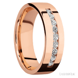 Lashbrook 14K Rose Gold Men's Marriage Ring With Beaded Diamonds - Diamonds By Rothschild