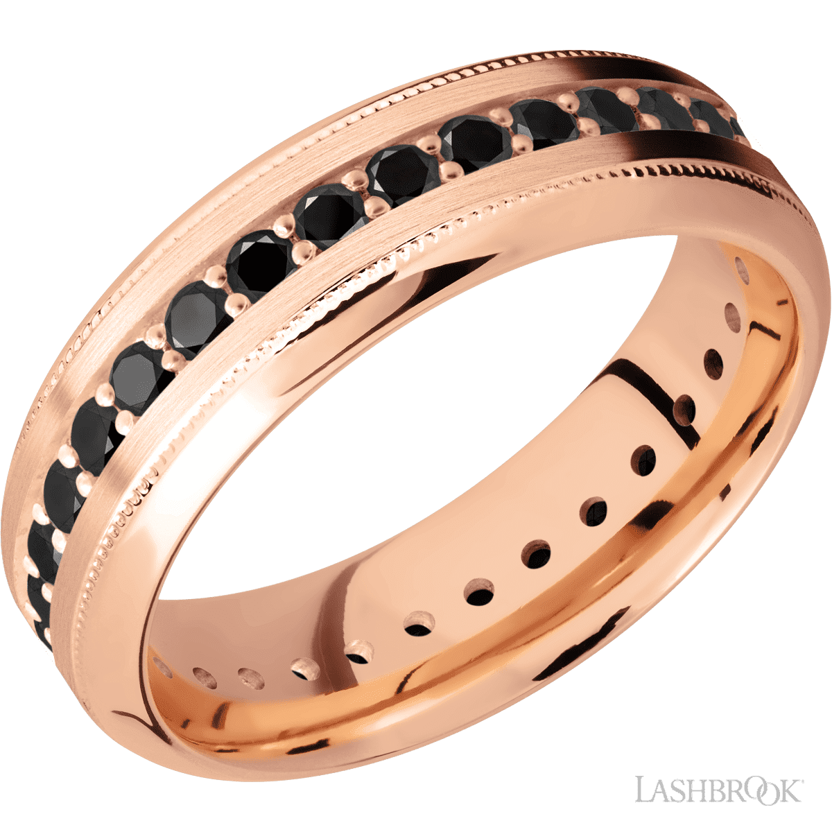 Lashbrook 14K Rose Gold Men's Wedding Band with Satin, Polish Finish - Diamonds By Rothschild