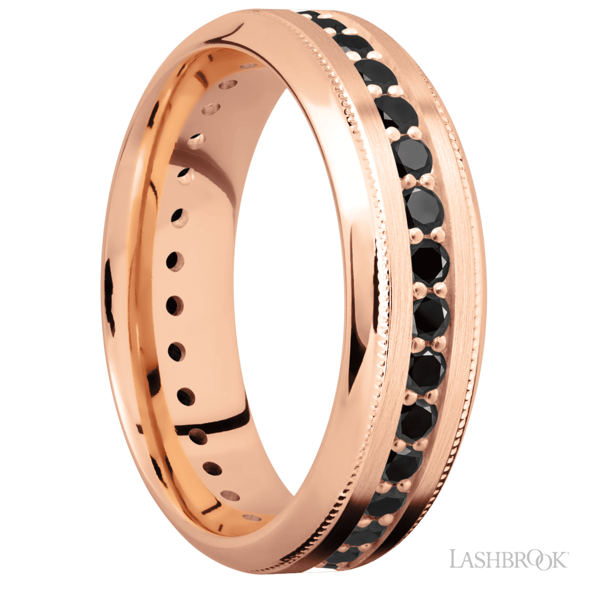 Lashbrook 14K Rose Gold Men's Wedding Band with Satin, Polish Finish - Diamonds By Rothschild