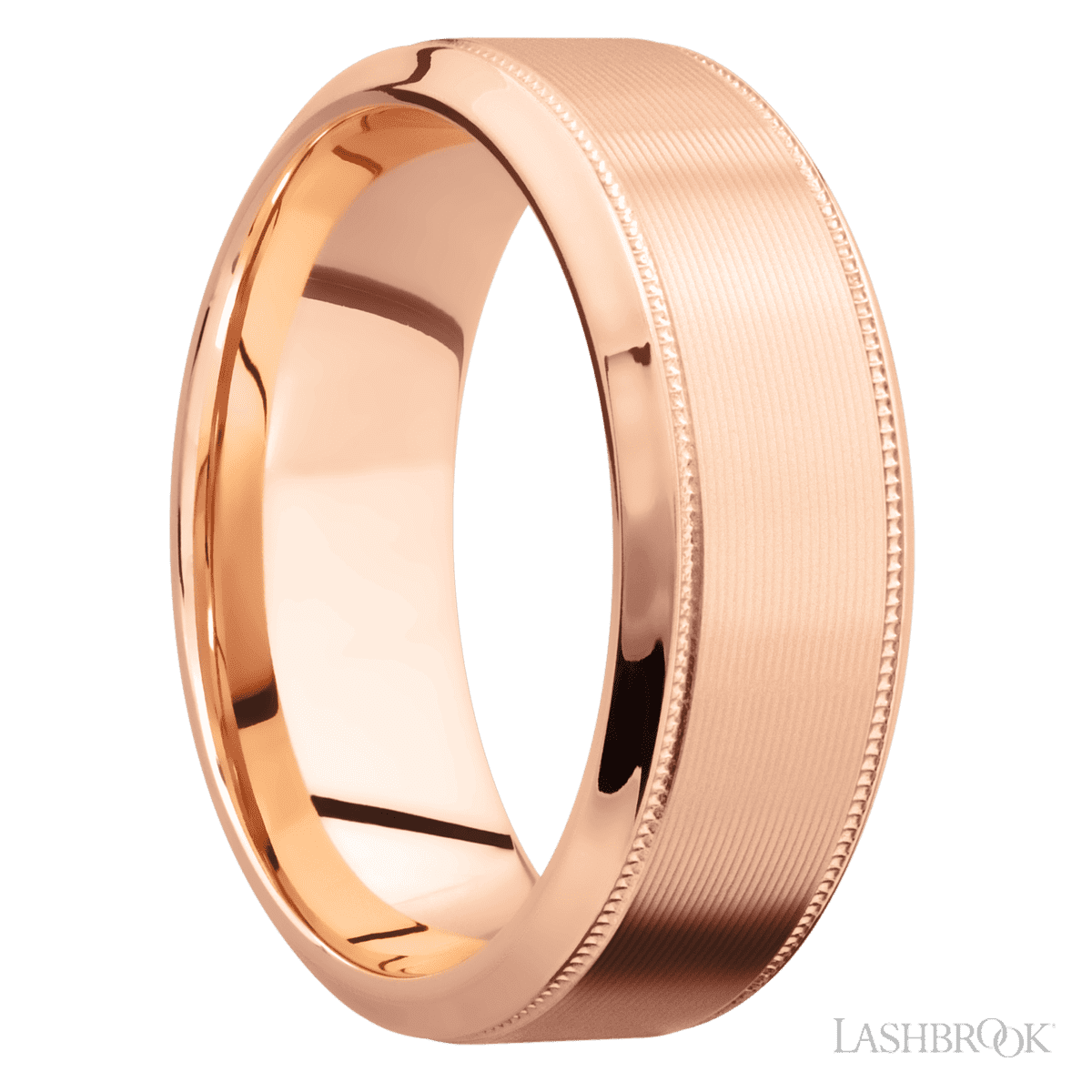 Lashbrook 14K Rose Gold Wedding Ring For Him With Milgrain Finish - Diamonds By Rothschild