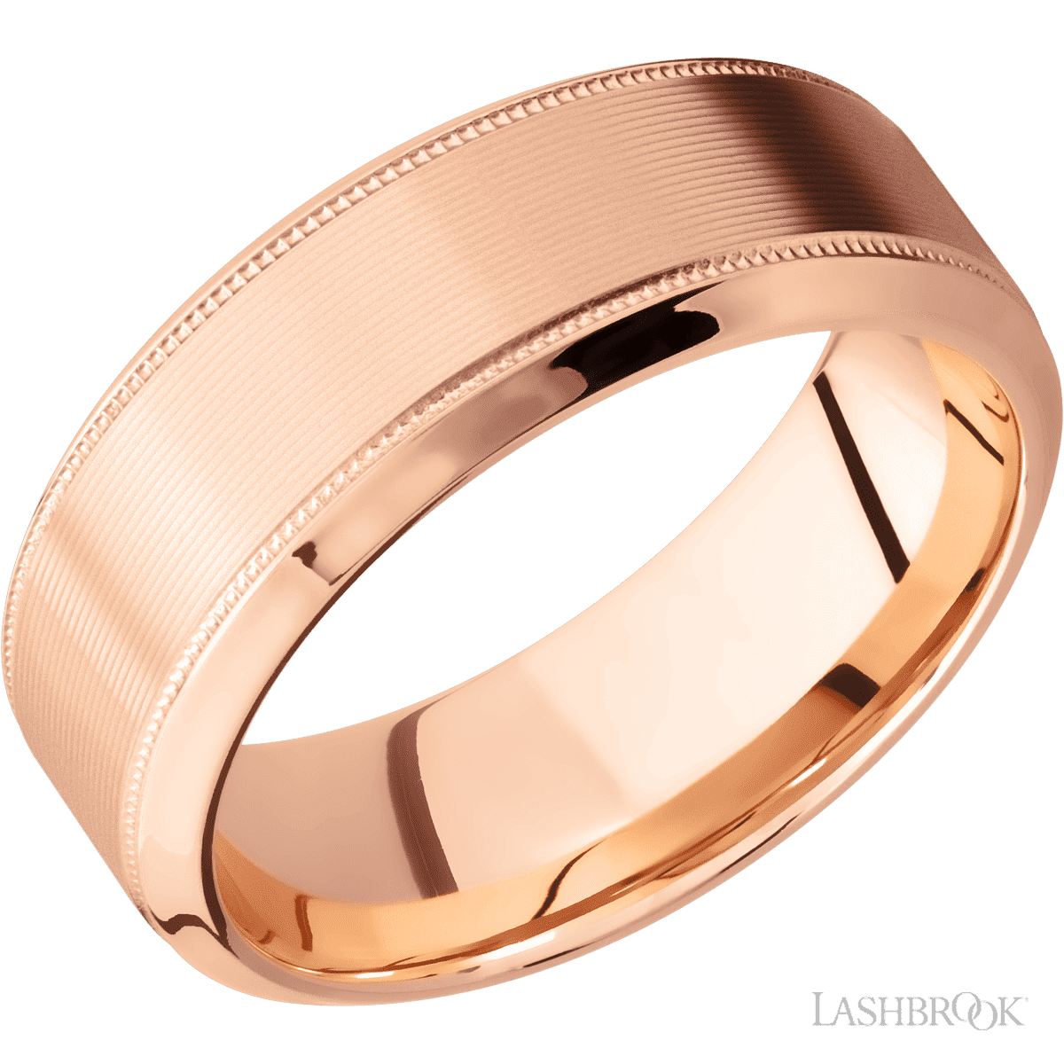 Lashbrook 14K Rose Gold Wedding Ring For Him With Milgrain Finish - Diamonds By Rothschild
