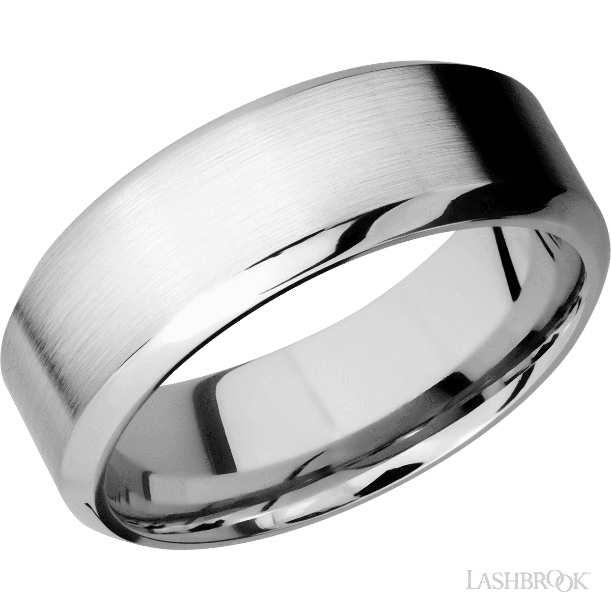 Lashbrook 14K White Gold Male Wedding Band With Satin, Polish Finish - Diamonds By Rothschild