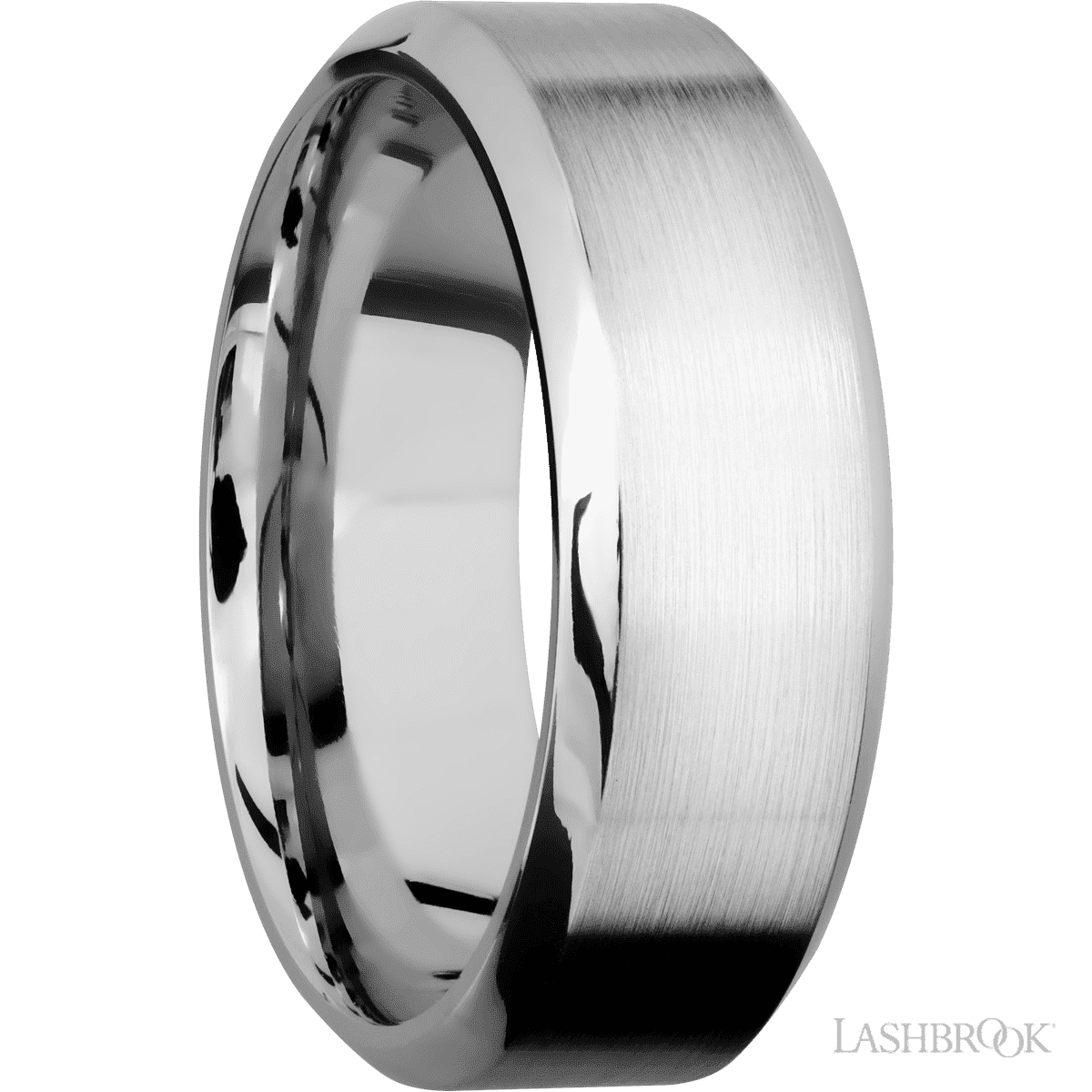 Lashbrook 14K White Gold Male Wedding Band With Satin, Polish Finish - Diamonds By Rothschild