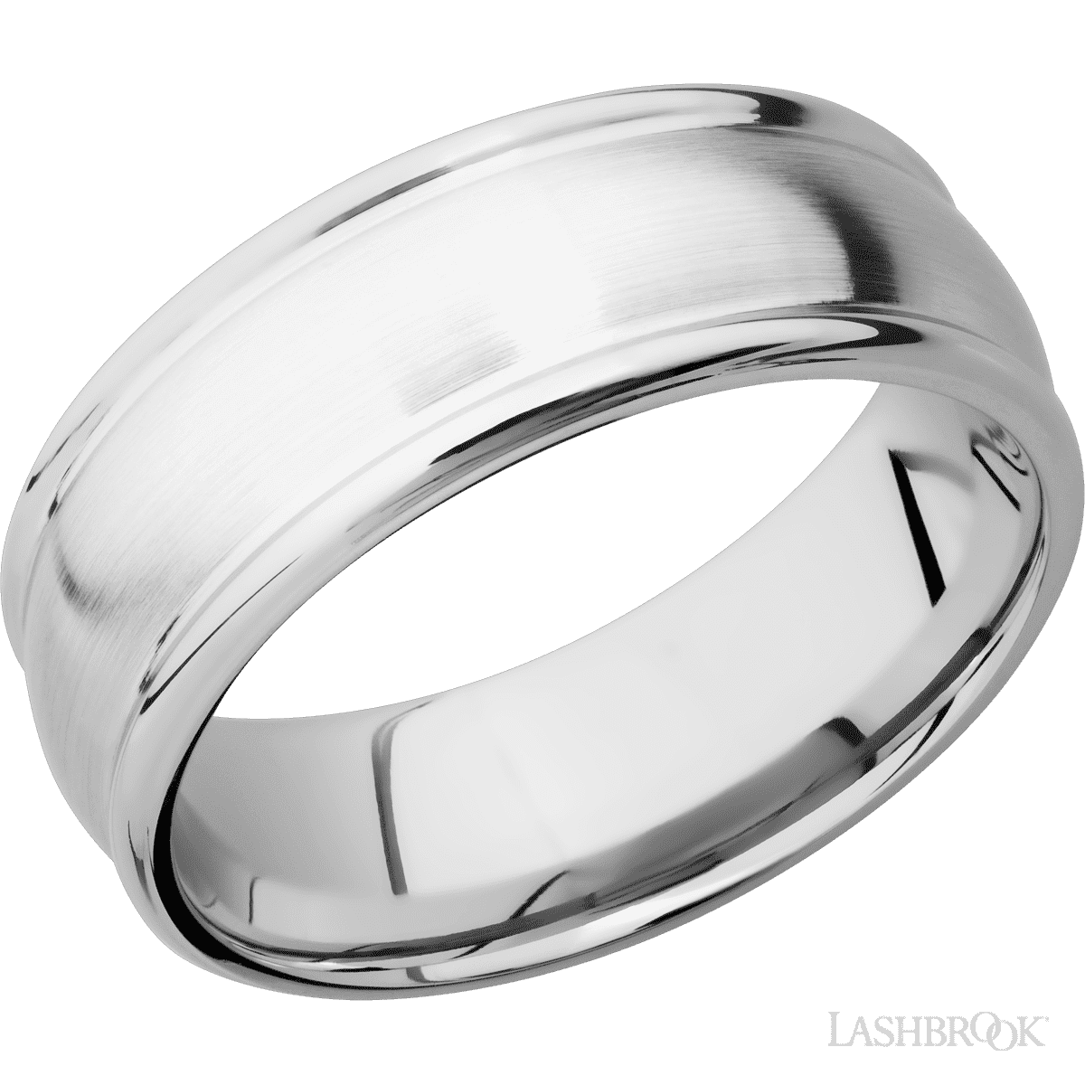 Lashbrook 14K White Gold Male Wedding Ring With Satin, Polish Finish - Diamonds By Rothschild