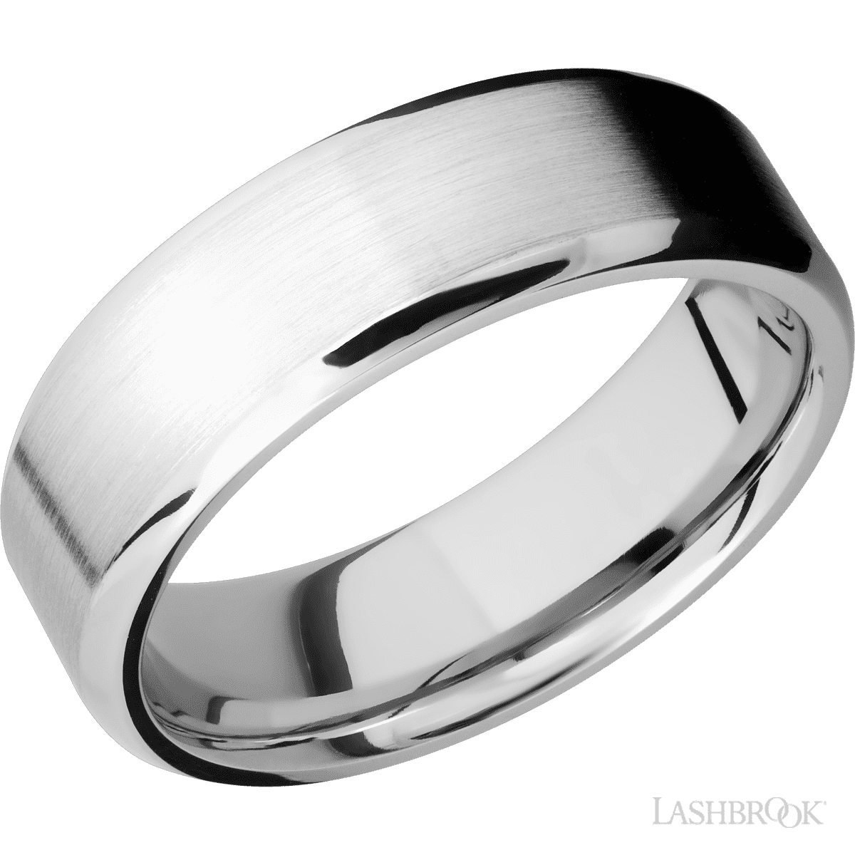 Lashbrook 14K White Gold Male Wedding Ring With Satin, Polish Finish - Diamonds By Rothschild