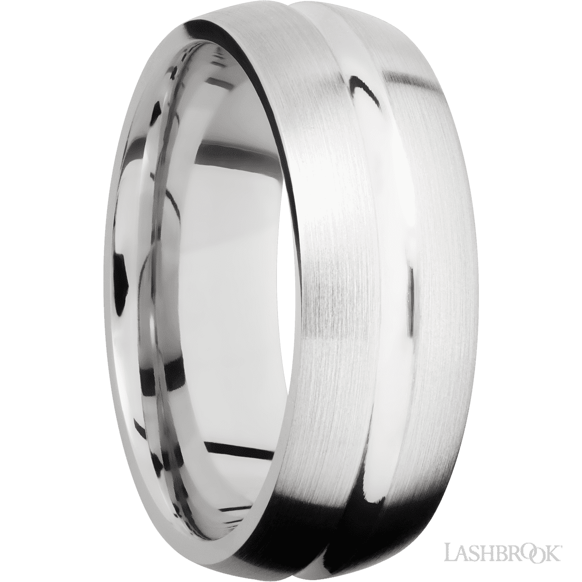 Lashbrook 14K White Gold Marriage Ring For Him With Stepped Bevel - Diamonds By Rothschild