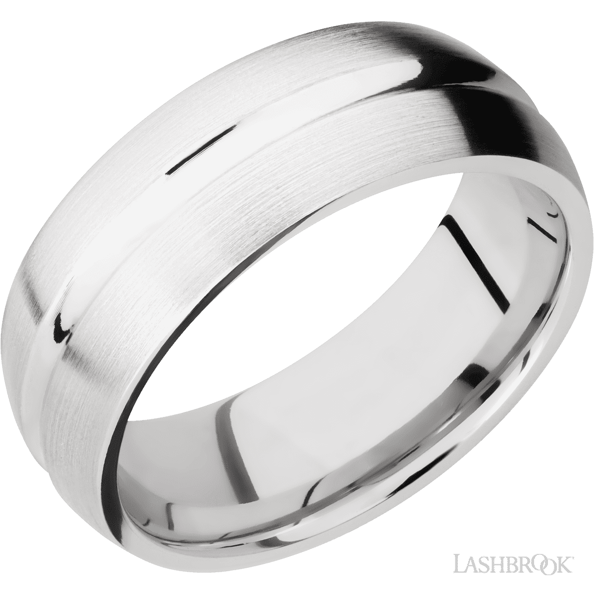 Lashbrook 14K White Gold Marriage Ring For Him With Stepped Bevel - Diamonds By Rothschild