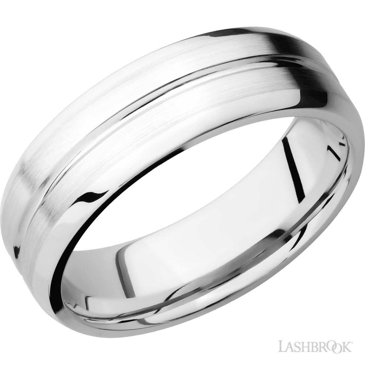 Lashbrook 14K White Gold Men's Marriage Band With Accent Groove - Diamonds By Rothschild
