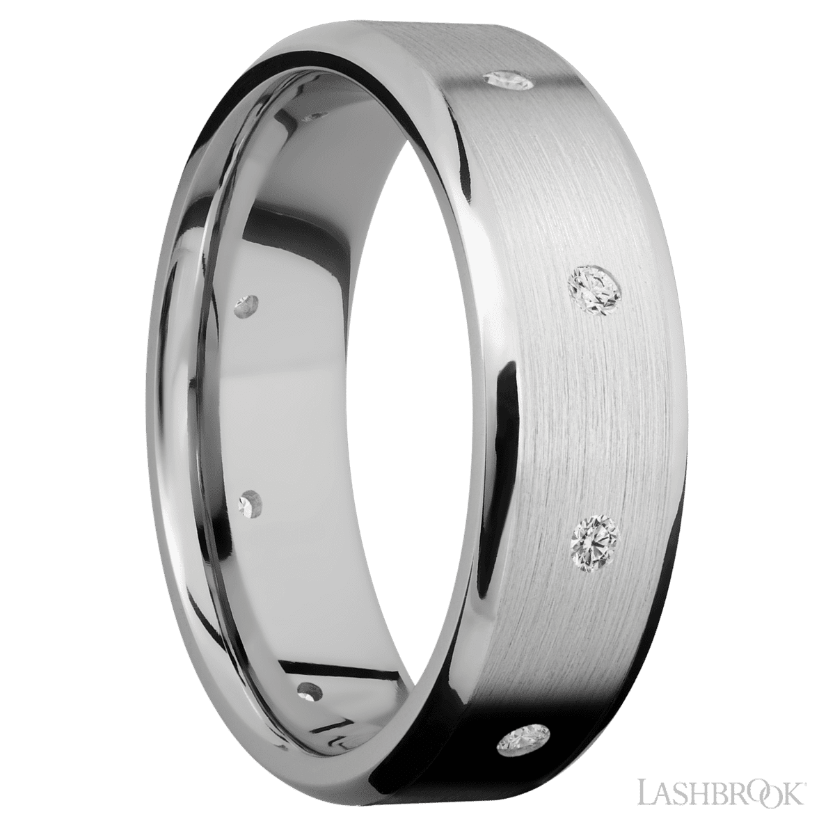 Lashbrook 14K White Gold Men's Marriage Ring With Flush Diamonds - Diamonds By Rothschild