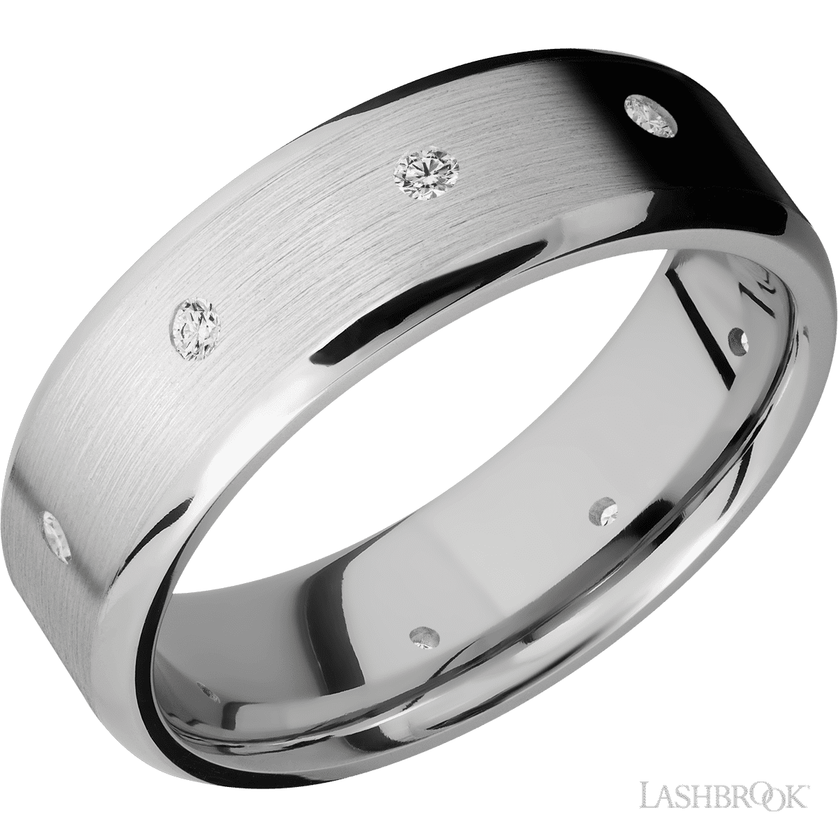 Lashbrook 14K White Gold Men's Marriage Ring With Flush Diamonds - Diamonds By Rothschild