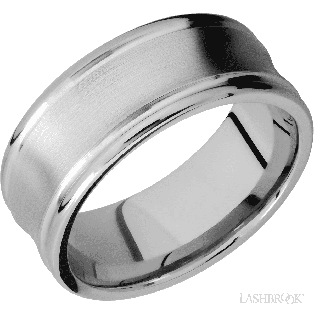 Lashbrook 14K White Gold Men's Wedding Band With Concave Center - Diamonds By Rothschild