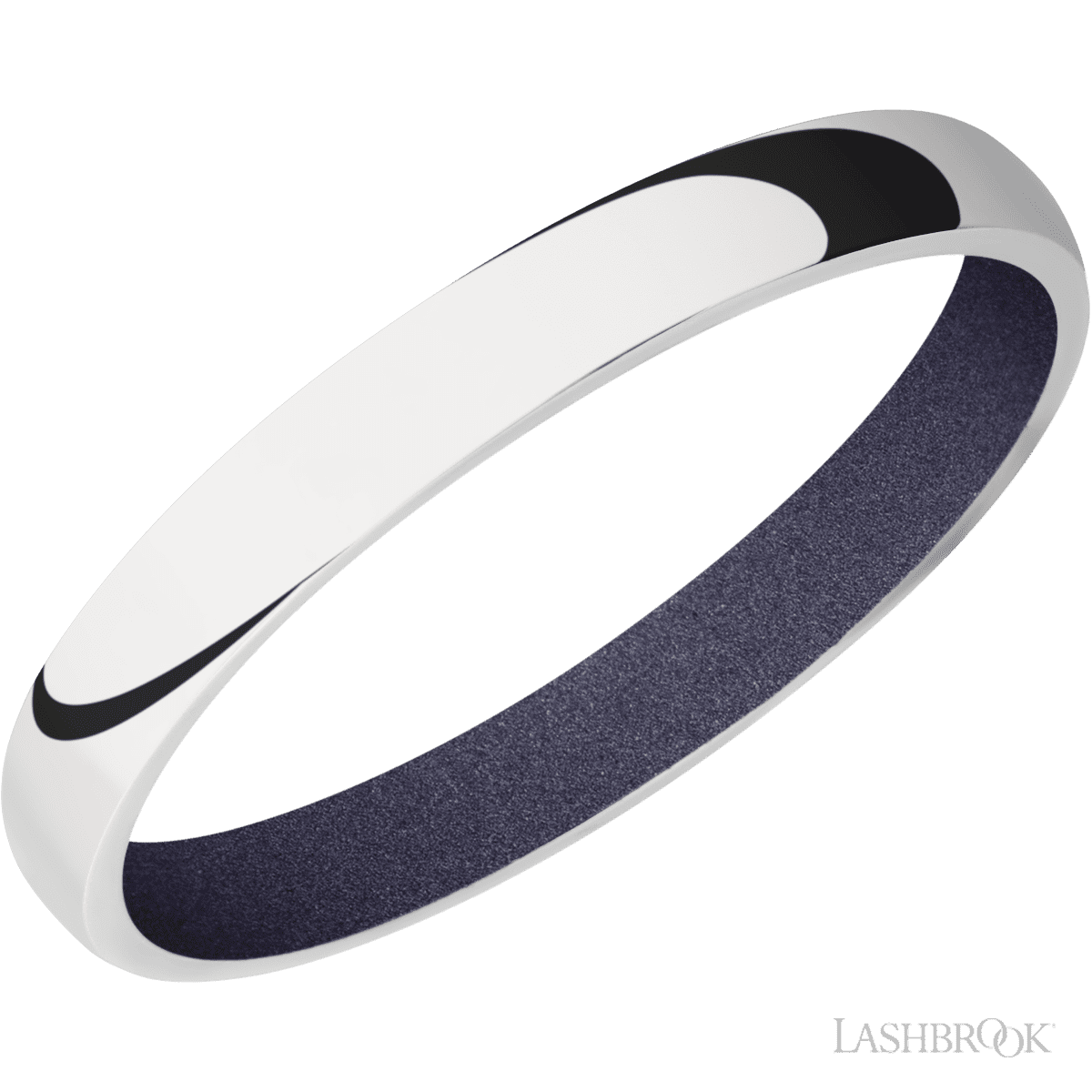 Lashbrook 14K White Gold Men's Wedding Band With Crushed Orchid Sleeve - Diamonds By Rothschild