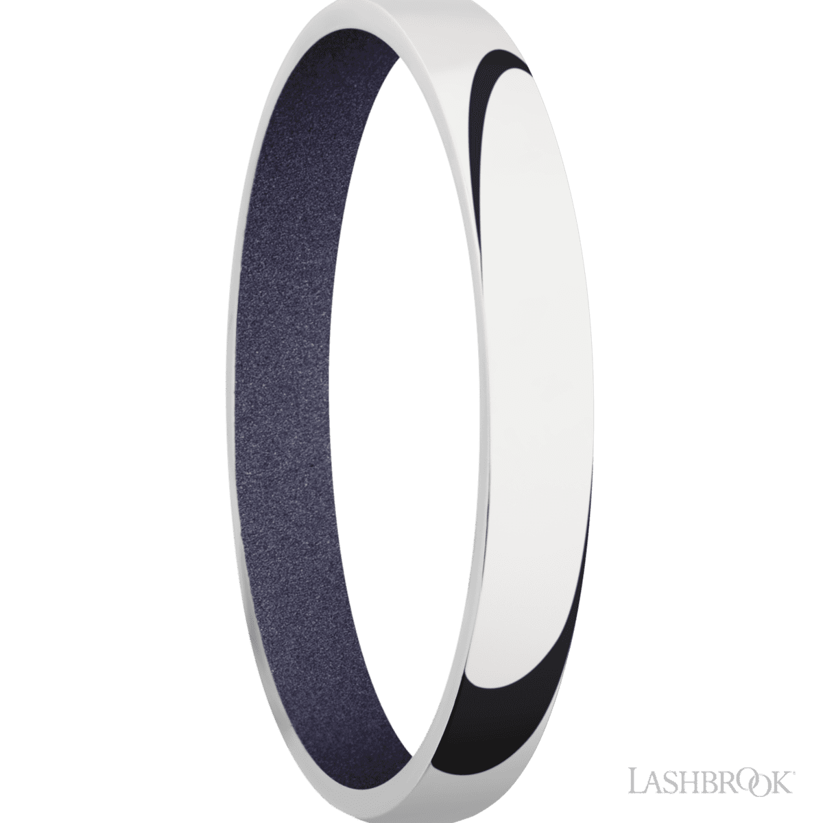 Lashbrook 14K White Gold Men's Wedding Band With Crushed Orchid Sleeve - Diamonds By Rothschild