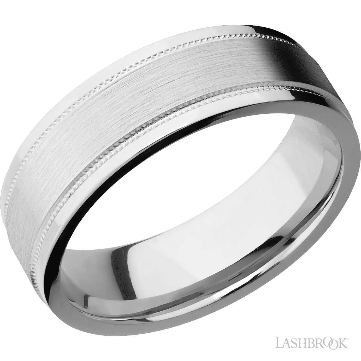 Lashbrook 14K White Gold Men's Wedding Band With Milgrain Finish - Diamonds By Rothschild