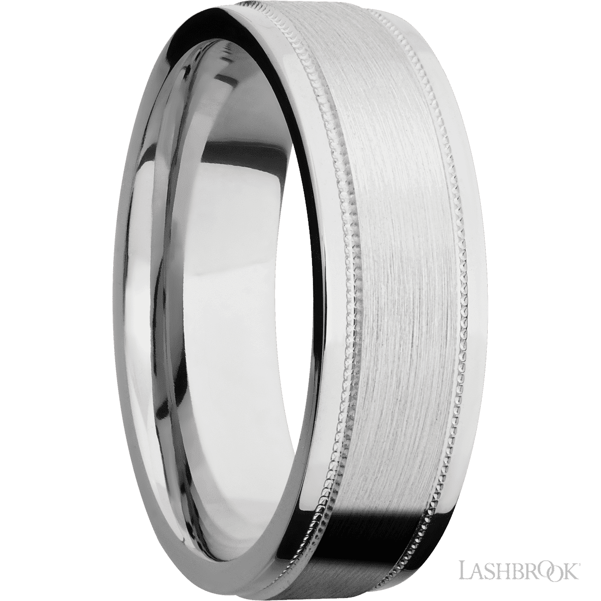 Lashbrook 14K White Gold Men's Wedding Band With Milgrain Finish - Diamonds By Rothschild