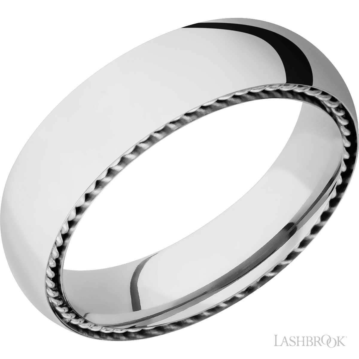 Lashbrook 14K White Gold Men's Wedding Ring With 14K White Gold Inlay - Diamonds By Rothschild