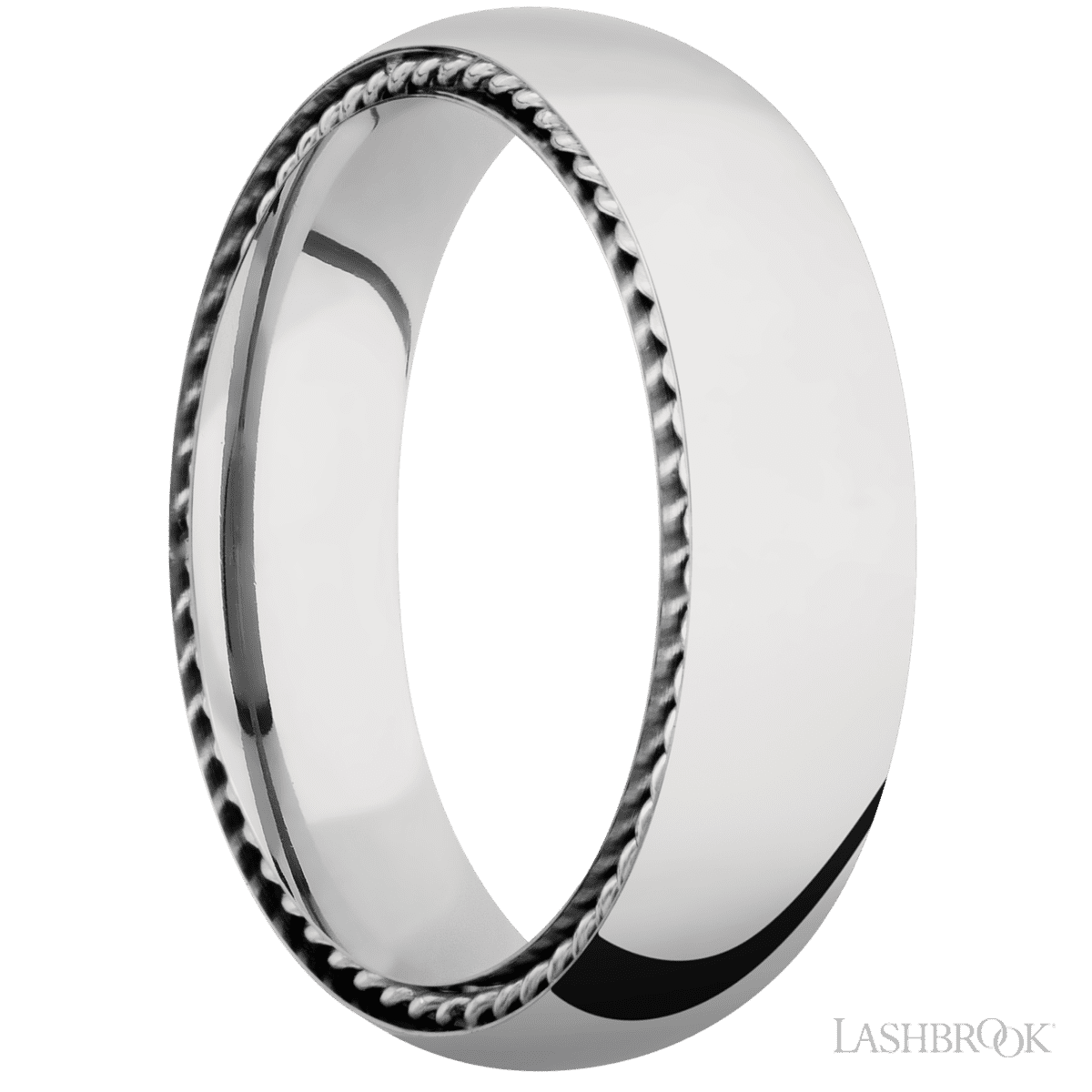 Lashbrook 14K White Gold Men's Wedding Ring With 14K White Gold Inlay - Diamonds By Rothschild