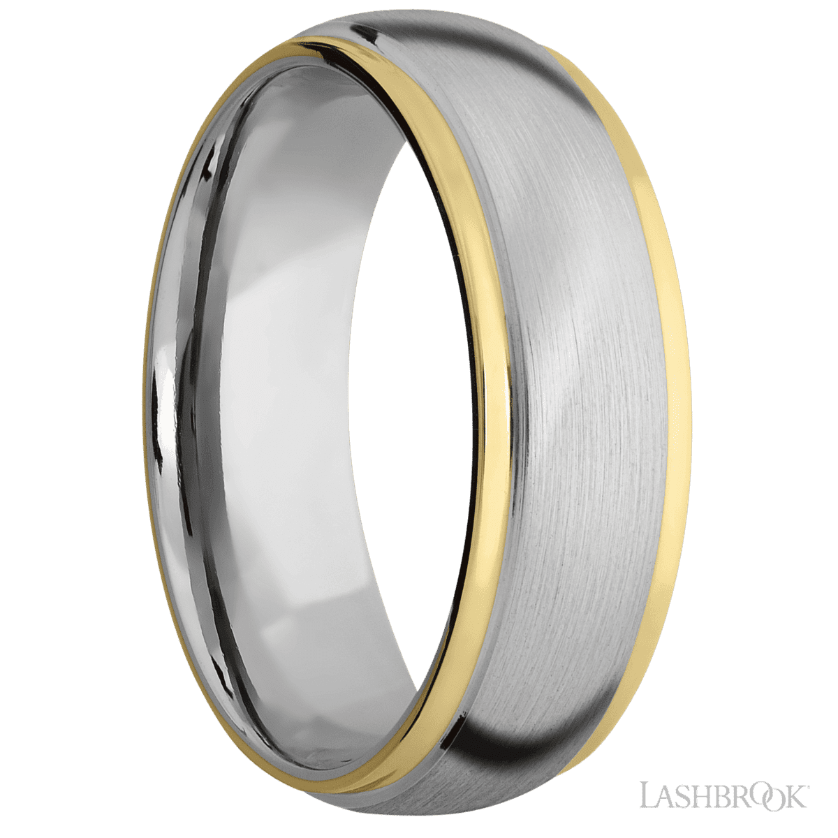 Lashbrook 14K White Gold Men's Wedding Ring with 14K Yellow Gold Inlay - Diamonds By Rothschild