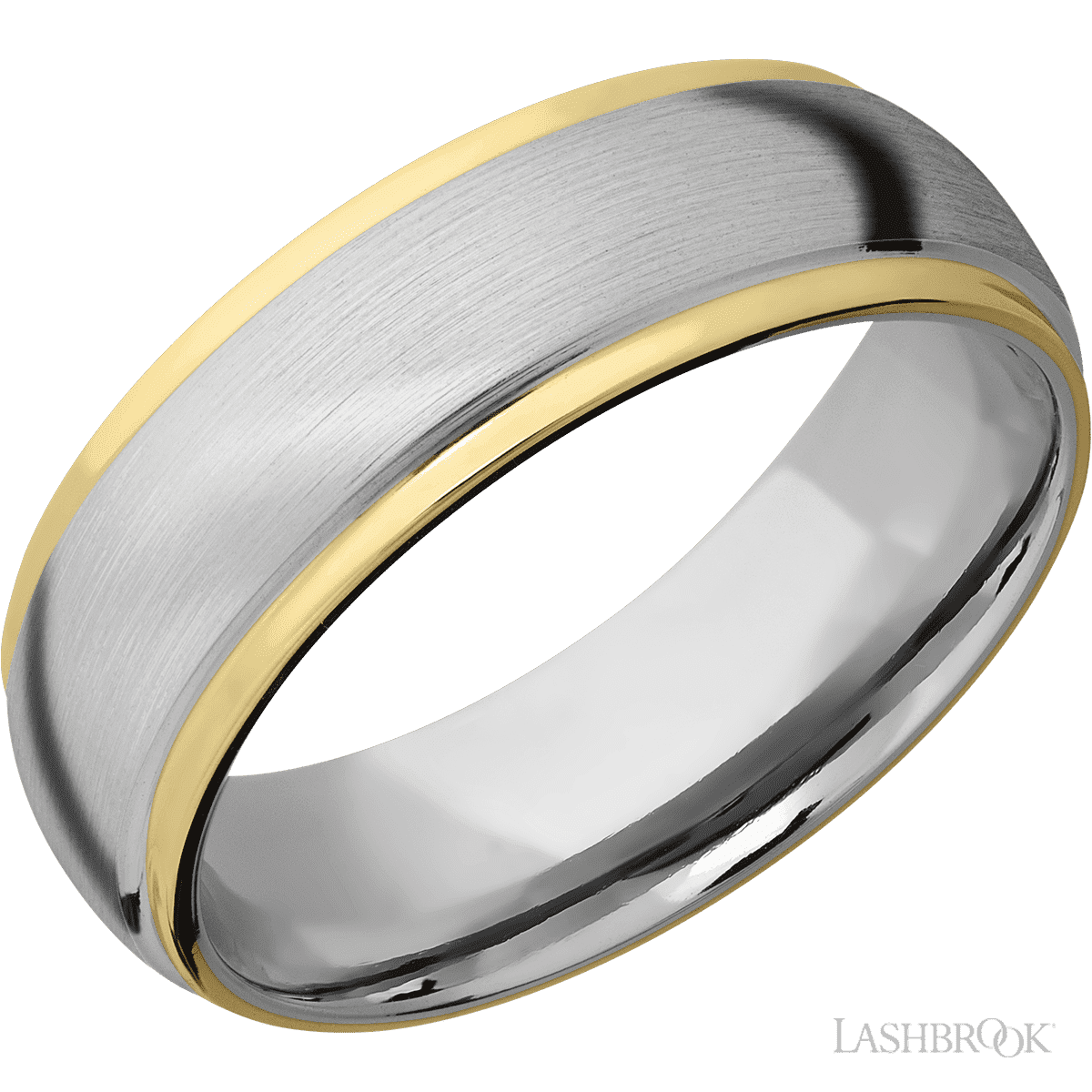 Lashbrook 14K White Gold Men's Wedding Ring with 14K Yellow Gold Inlay - Diamonds By Rothschild